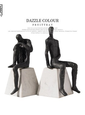 新中式抽象铸铁金属人物摆件样B板间书房办公室酒柜书柜装饰品