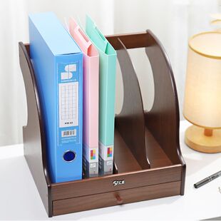 木质文件架文件夹收纳盒立式多层资料架桌面办公桌多层收纳文件栏