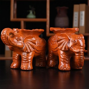 实木雕大象凳子摆件一对木质换z鞋 凳落地玄关家居客厅乔迁新居礼