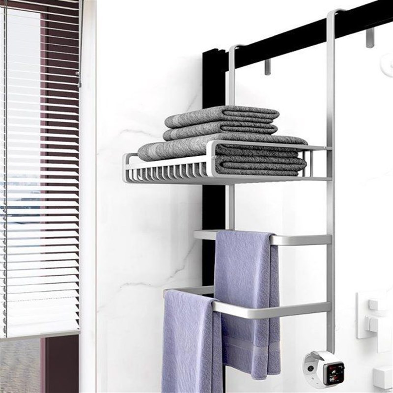 浴室毛巾挂架卫生间置物架免x打孔门后淋浴房玻璃门浴巾架子毛巾