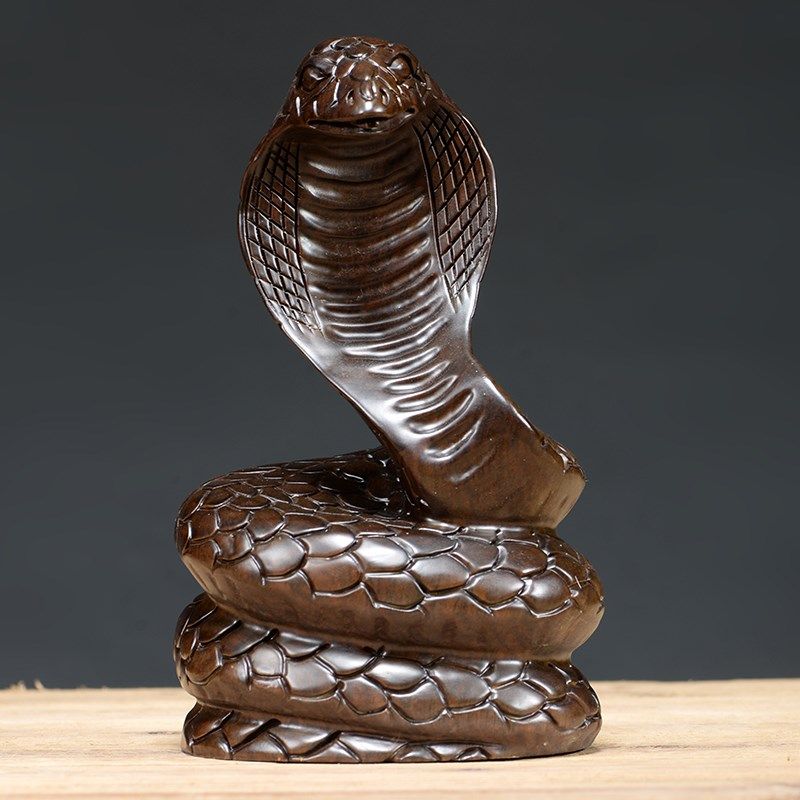 黑檀木雕蛇摆件客厅红木根雕y装饰品实木生肖蛇雕刻家居办公工艺