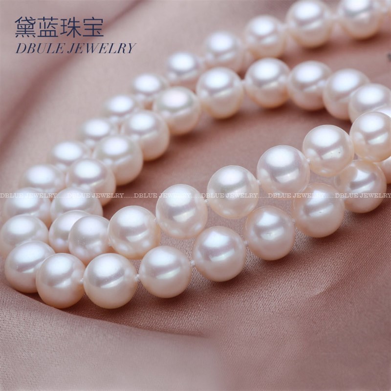 淡水近正圆珍珠项链9-10mm 诸暨珍珠厂家供应 强光微瑕