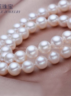 淡水近正圆珍珠项链9-10mm 诸暨珍珠厂家供应 强光微瑕