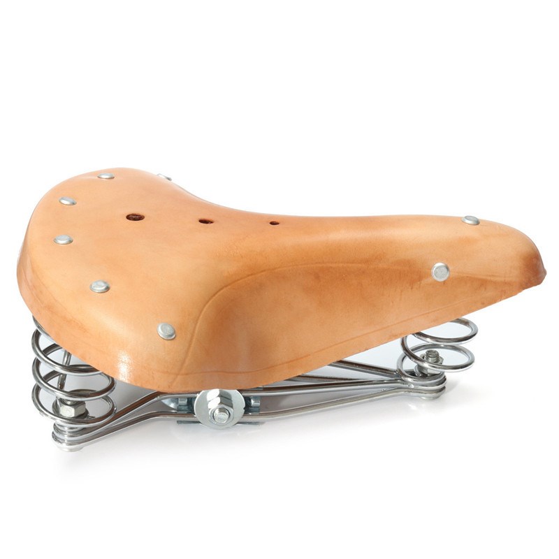 自行车牛皮鞍座真三簧坐垫复古车座牛皮鞍座座包自行车配件