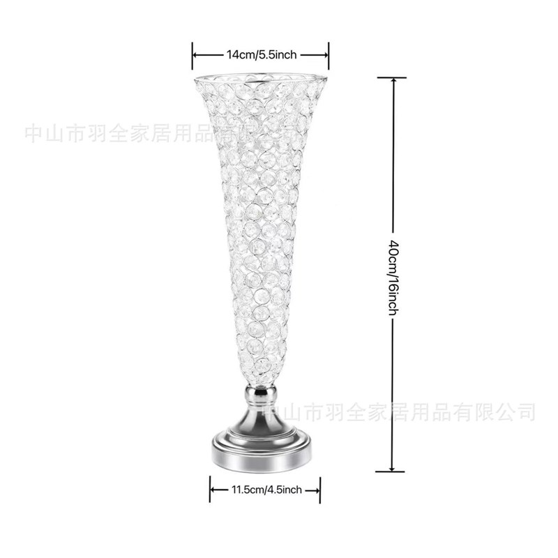 婚庆装饰道具桌水晶花器皿电镀铁艺花器金色婚礼路引花柱橱窗摆件