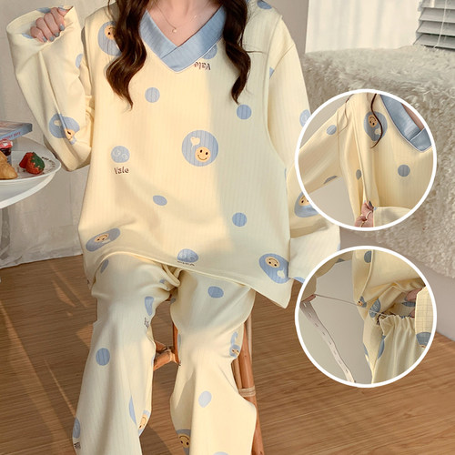 长袖月子服5夏季新款200斤大y码孕妇哺乳睡衣6月份7产后喂奶装春