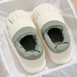 羽绒布棉拖鞋女士冬季全包跟2023新款加厚防水R家用保暖外穿男冬