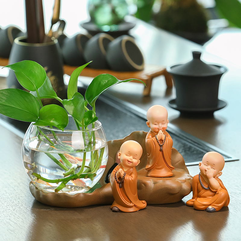禅意小和尚桌面花瓶办公桌好物