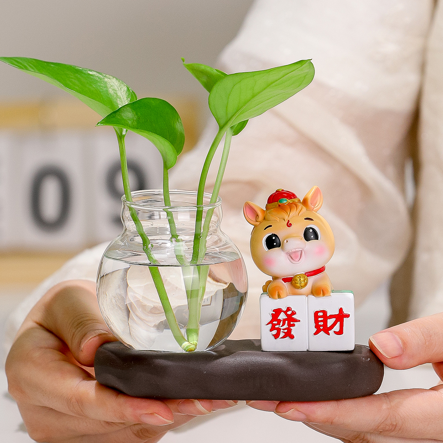 新中式国潮马花瓶摆件家居装饰品