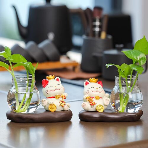招财猫家居水培花瓶小摆件装饰品