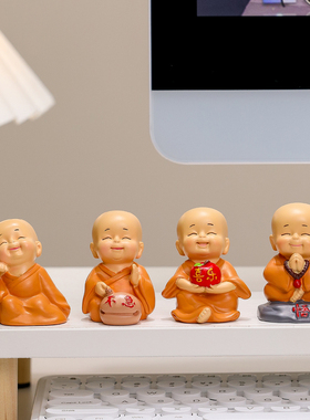 禅意慧乐小和尚办公室桌面小摆件