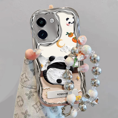 适用vivoy200i手机壳新款vivoy78硅胶y77e熊猫y100可爱女y73s网红y71t支架y93s手链y85镜头y70s高级感y32全包