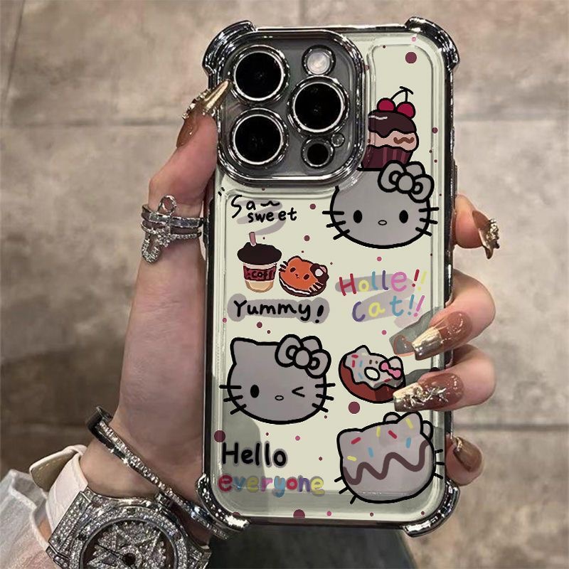 适用奶茶KT猫苹果16E手机壳iPhone15promax专用14plus外壳13mini爆款12卡通11可爱8新款女7防摔xsmax保护套6s