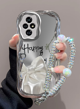 适用荣耀200手机壳新款100pro硅胶防摔90可爱女网红80电镀蝴蝶结60se高级30青春版50pro手链20s镜头70全包GT