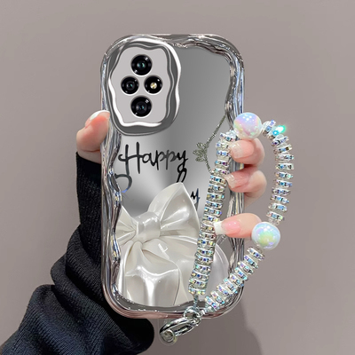 适用荣耀200手机壳新款100pro硅胶防摔90可爱女网红80电镀蝴蝶结60se高级30青春版50pro手链20s镜头70全包GT