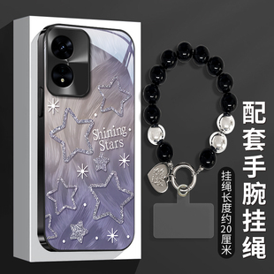 适用羽纱星星OPPOA97手机壳A96电镀玻璃A93S新款A72少女A58X防摔保护套A5活力版专用A3iplus全包A2PRO/A1外壳