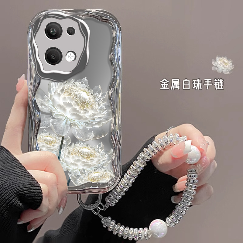 适用红米note13手机壳新款Redmi note12pro硅胶11se昙花note10可爱女网红note9pro手链turbo3高级感全包潮+