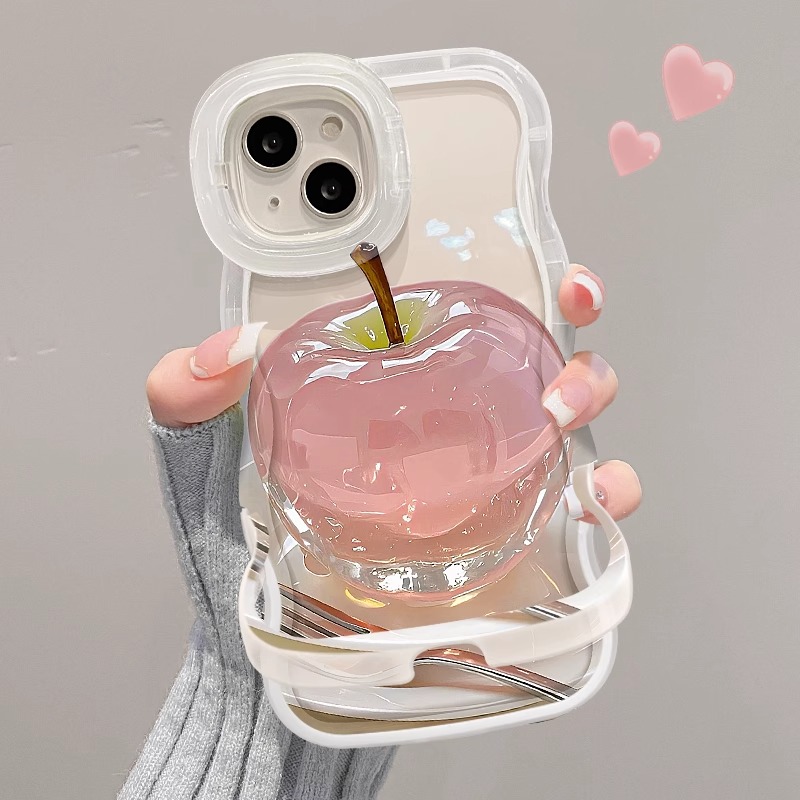 适用苹果16水晶苹果手机壳iPhone15promax创意14plus少女心13带支架12防摔11保护套xs小众xr新款xsmax小清新