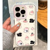 适用樱桃小狗苹果16E手机壳iPhone15promax新款 14plus防摔13mini保护套12女11男8透明7超薄xsmax全包6s硅胶xr