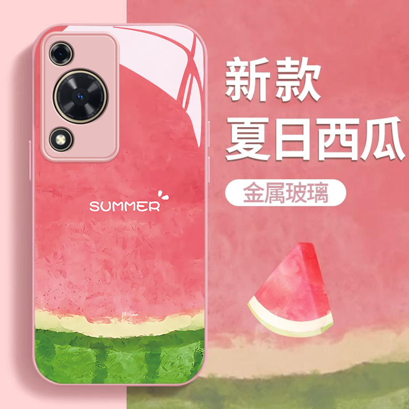 适用夏日西瓜华为畅享70pro手机壳60X金属漆50plus玻璃20se新款70Z少女心男防摔80保护套小清新硅胶全包夏天