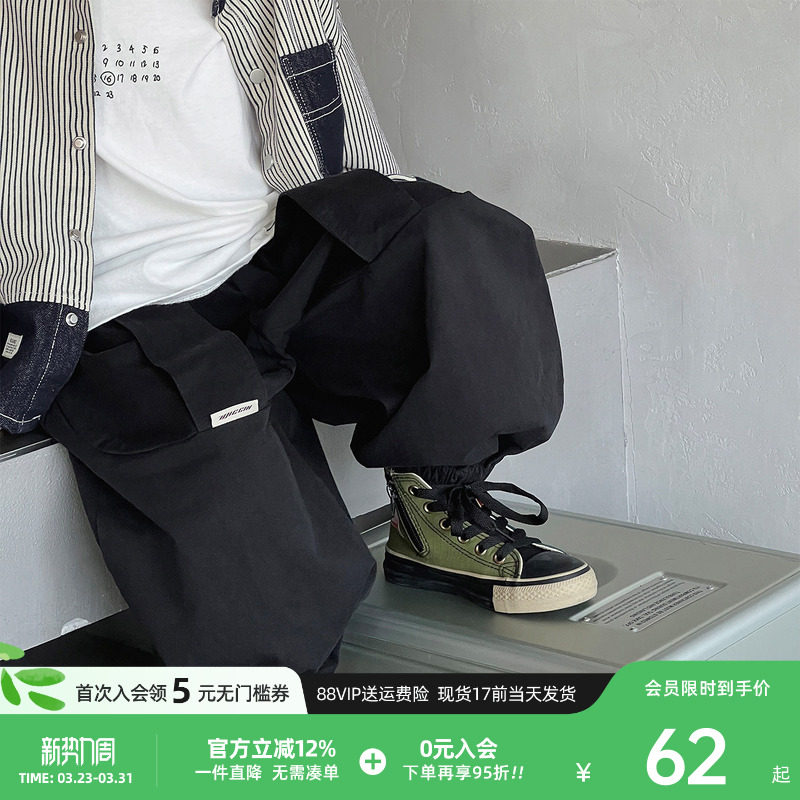 派町童装男童工装裤2026春季新款韩版儿童裤子运动裤束脚裤长裤潮