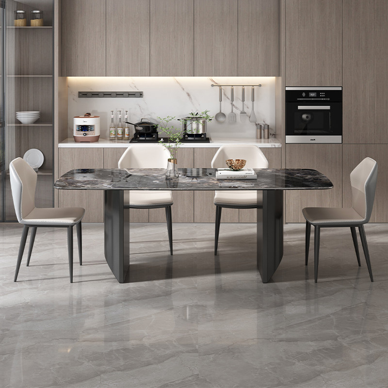 轻奢意式极简高级感微晶石餐桌椅组合简约现代家用小户型岩板餐台