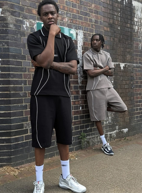 Corteiz 新款时尚潮流 island pique 凸纹翻领短袖短裤套装男女款