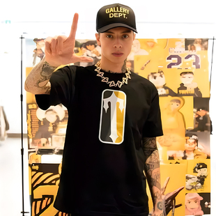 潮牌Trapstar双面图案短袖T恤CentralCee同款Drill DRip风格穿搭