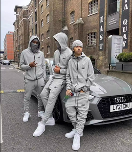 LIZZY-TECH连帽拉链卫衣裤套装Top质量Drill风格伦敦街头潮牌外套