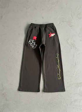 BPM Broken Planet发泡LOGO黑色运动棉卫裤SOOT Matching Sweater