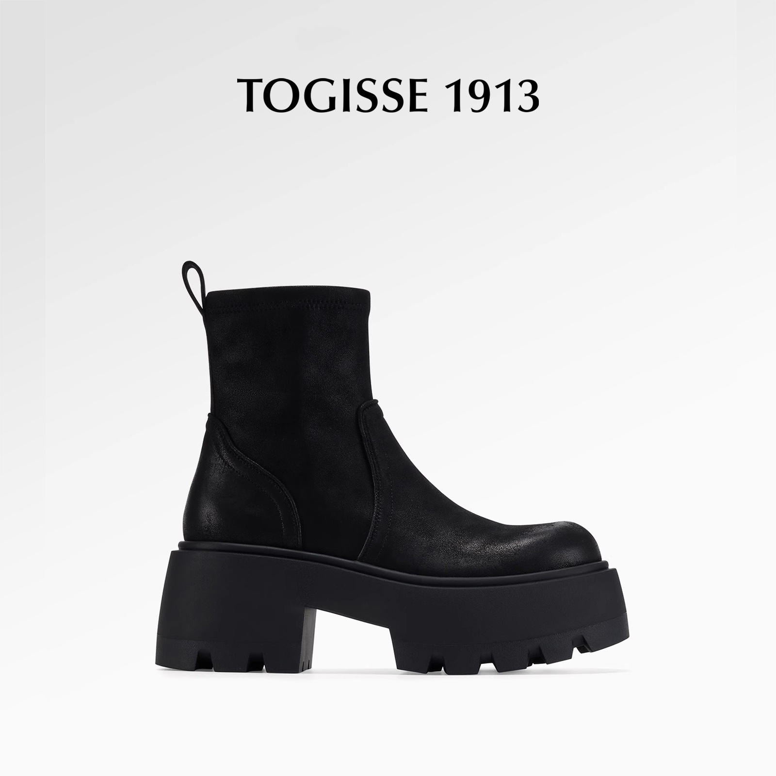 TOGISSE【洛克之巅】春秋冬新款潮流厚底弹力靴瘦腿增高切尔西靴