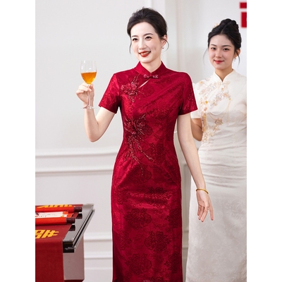日本品质喜婆婆婚宴装2025夏新款婚礼妈妈礼服年轻款旗袍平时可穿