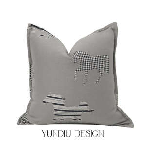 轻奢抱枕双F黑白粗织棉麻抱枕靠垫 高级时髦感黑白灰客厅沙发抱枕