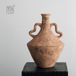 复古锈蚀做旧陶瓷花瓶水培装饰侘寂风客厅摆件样板间装饰民宿花器