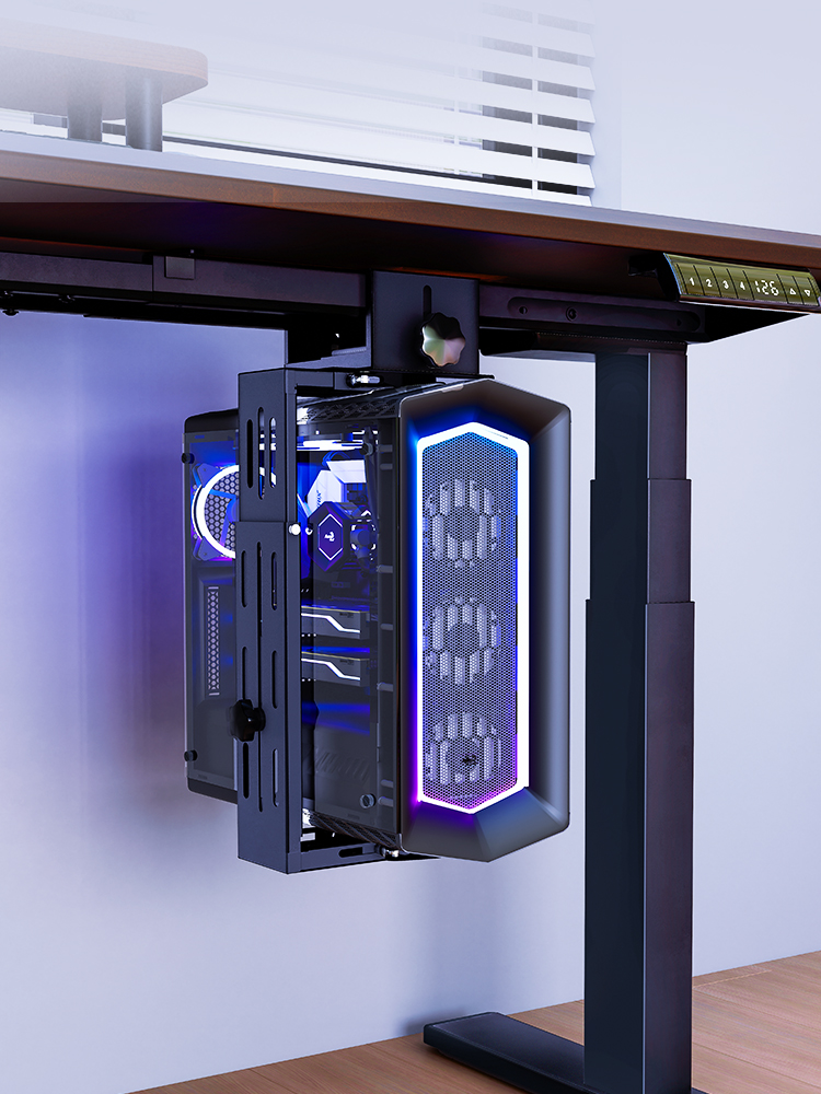 米智兔主机托架免打孔升降桌主机悬挂架机箱托架超大电脑主机挂架