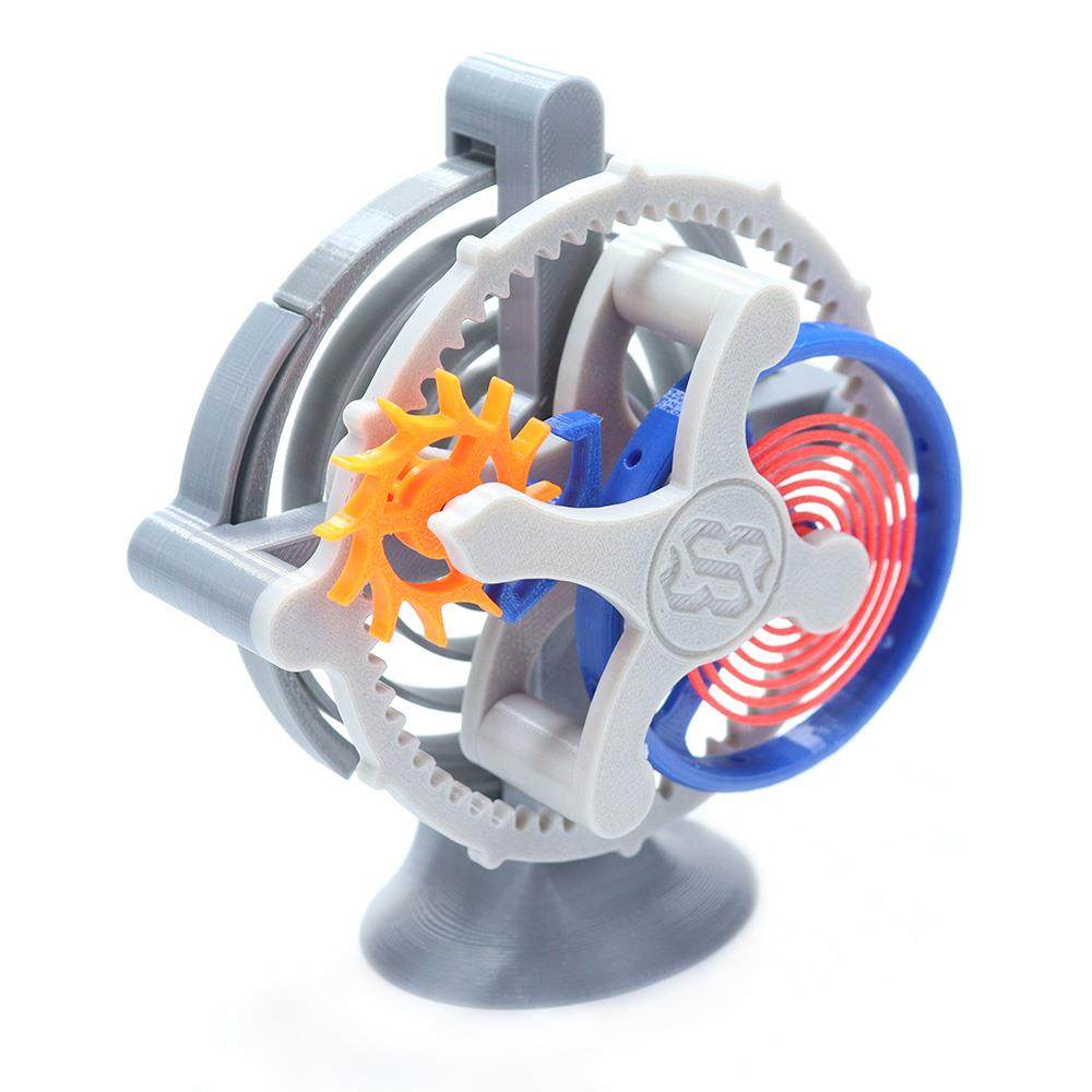 摆钟机械原理3d打印陀飞轮模型 发条动力齿轮擒纵结构diy教学器材