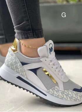 women shoes款外贸大码圆头休闲运动单鞋系带潮牌网面鞋女432024