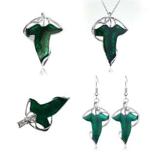 欧美电影周边饰品魔戒指环王精灵树叶胸针别针项链绿色叶子发夹