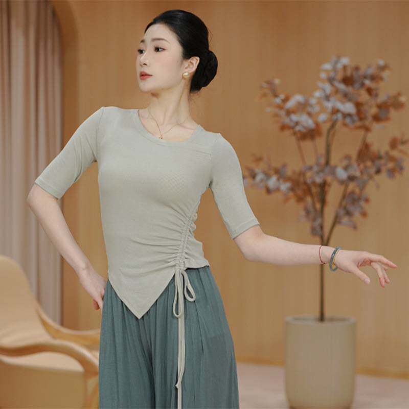 2025服现代练功形体服成人女中国古典芭蕾舞修身抽绳演出跳舞上衣