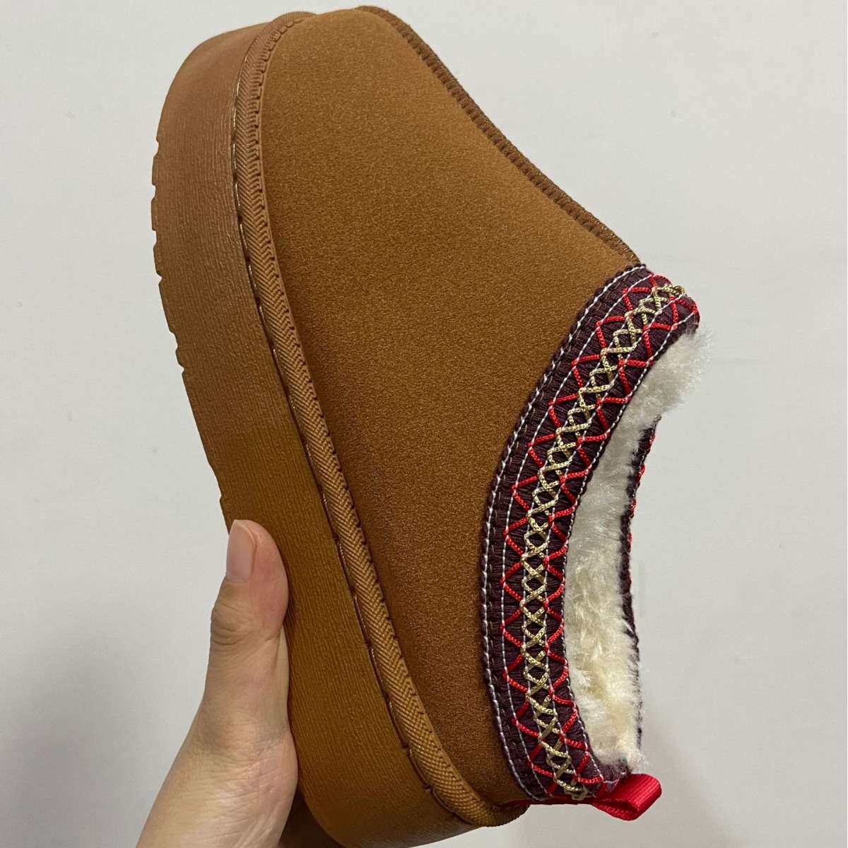 women shoes冬季新款加绒保暖厚底无后跟包头毛毛半拖鞋棉鞋2024