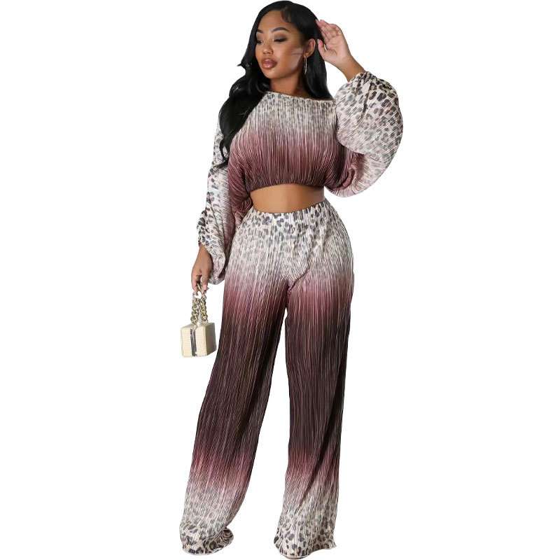 2024秋装套装印花女装时尚休闲长袖长裤欧美两件套women clothes