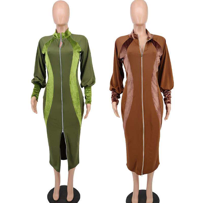 2024松连身裙收腰女装春款新品长袖欧美小个子裙子women clothes