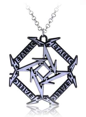 欧美饰品金属乐队Metallica标志项链朋克复古合金吊坠毛衣链