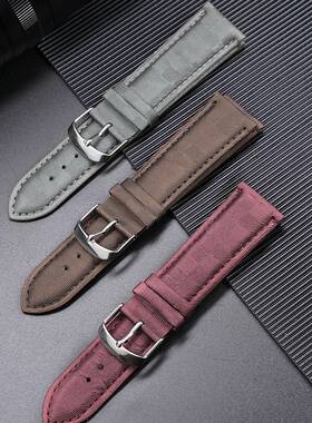 2025P30手表配件男女通用格子PU皮带针扣式皮革表链现货表带22mm