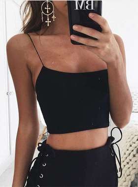 2024欧美风ins夏季女装新款纯色修身针织吊带背心女women clothes