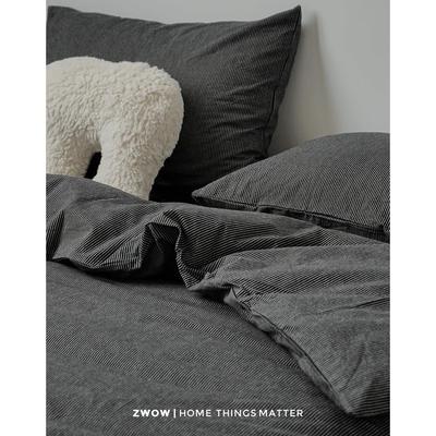 造卧zwow四季款极简禁欲系侘寂风纯全棉黑色条纹男女生床上四件套