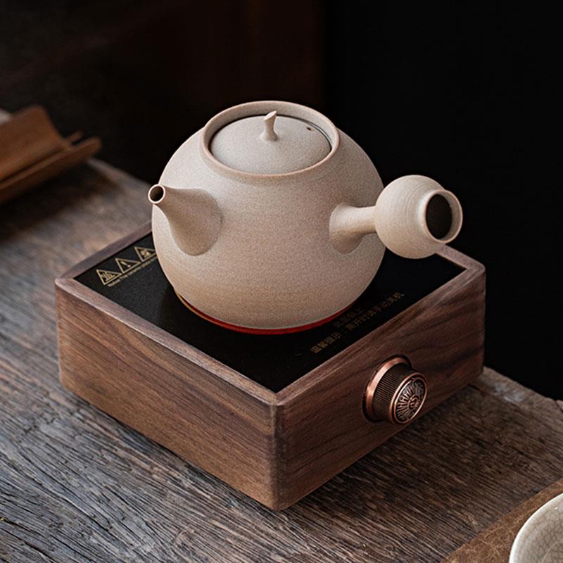 潮州砂铫壶养生壶黑晶炉煮茶壶侧把陶壶急须壶明火围炉煮茶烧水壶