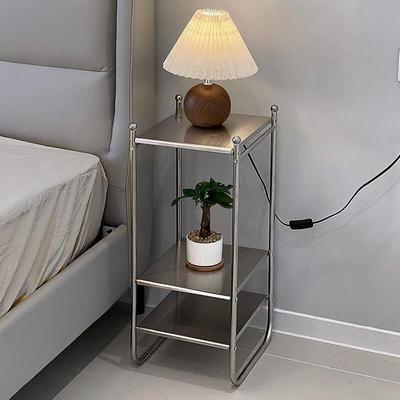 中古风床头柜小型铁艺简约现代卧室床边置物架包豪斯不锈钢小桌子