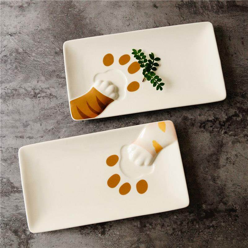 日式小可爱猫咪盘小馋猫偷吃饺子盘猫爪肉球寿司盘猫咪小肉垫长盘,餐饮具,盘,淘宝优惠券,粉丝福利购,淘宝优惠卷