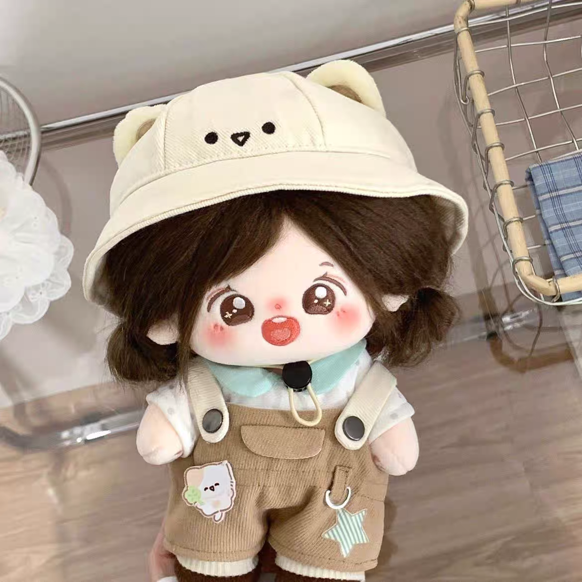 椿落叶棉花娃娃 20cm新品“露营小猫”可爱换装娃衣玩偶着替衣服